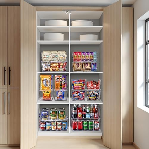 Sorbus Clear Pantry Organizer with Stackable Storage Bins, Open Front