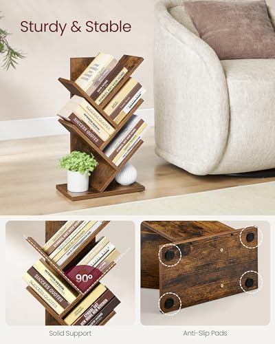 VASAGLE Tree Bookshelf, 5 Tiers, 11.8 x 6.8 x 20.1 Inches