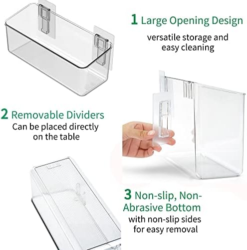 vacane Plastic Over Cabinet Door Organizer, Adhesive Mount Storage Organizer Container Makeup Organizer Hanging Basket Bins For Craft Room, Pantry, Office, Space Saving Holder for Kitchen Bags-XL