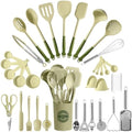 Kikcoin 43 PCS Silicone Kitchen Utensils Set, Dishwasher Safe Kitchen Cooking Utensils Set, 446°F Spatulas Silicone Heat Resistant, Non Toxic Silicone Utensils Set With Two-Tone Grip Handles, Green