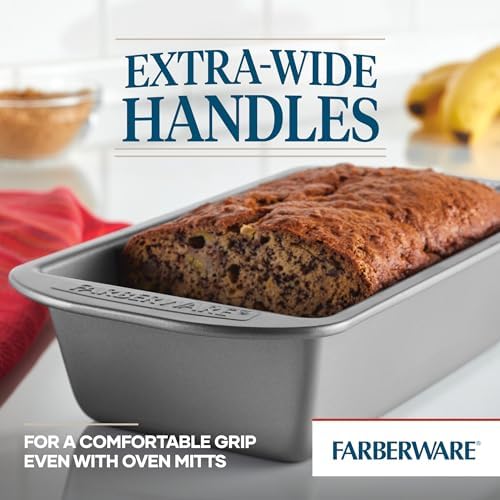 Farberware Nonstick Bakeware Bread and Meat Loaf Pan Set for Baking, Gray