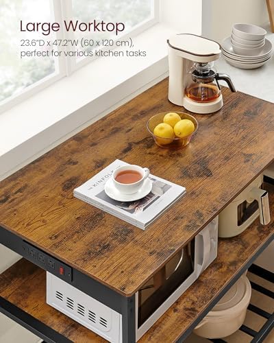 VASAGLE Kitchen Island with 3 Shelves, Storage Cabinet, Steel Structure