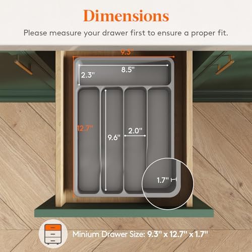 Lifewit Silverware Organizer with Lid, Covered Utensil Tray, 9.5x12.7