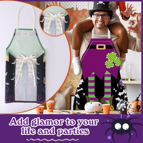 YLOLUL 12 Pcs Halloween Apron Witch Leg Cooking Aprons Halloween Party Decorate Happy Halloween Baking Grilling Aprons