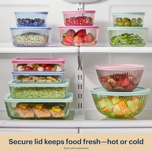 Pyrex Colors (3-Pack, Medium) Tinted Glass Round Food Storage Container Set