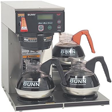 BUNN Axiom DV-3, Dual Voltage Automatic Commercial 12-Cup Coffee Maker, 3 Lower Warmers, 38700.0009,Grey, 7.5 Gallons