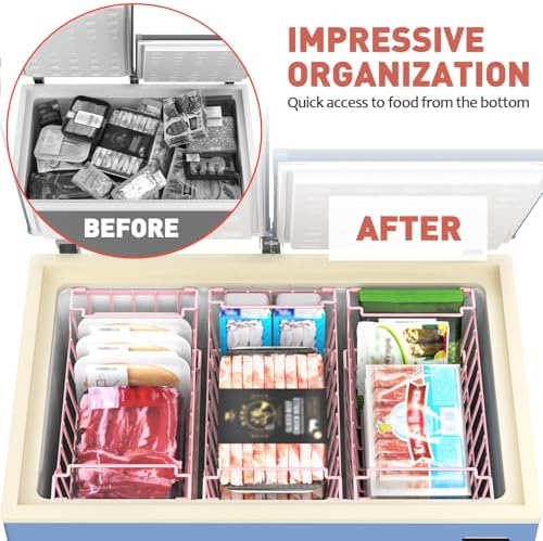 Goovilla Freezer Organizer Bins for 5-7 Cu.FT Chest Freezer, 4 Pack Pink