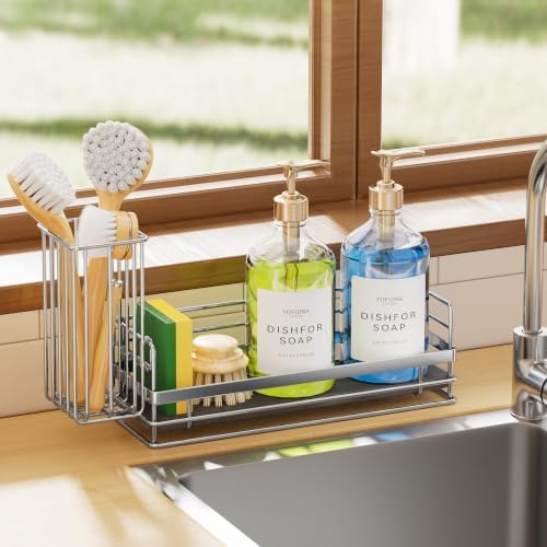 Yofidra Sponge Holder for Kitchen Sink, Sink Caddy with Stone Drying Mat, S