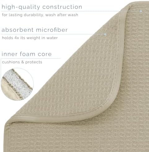 S&T INC. Dish Drying Mat, 18" x 24", XL, Beige