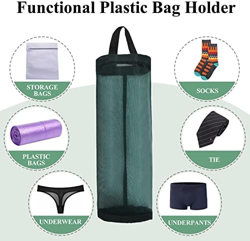 TOGETRUE Plastic Bag Holder, Mesh Grocery Bag Holder Hanging Storage Bag Dispenser (Dark Green 2 Packs)