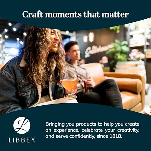 Libbey Craft Brews Classic Belgian Beer Glasses, Stemmed, Dishwasher Beer Glass Set of 4, 16 Oz, Tall Tulip Glasses for Belgian Ale, Lager and More