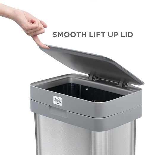 Clorox 13 Gallon Trash Can - 50L Kitchen Trash Can - Rectangular Stainless - Image 6