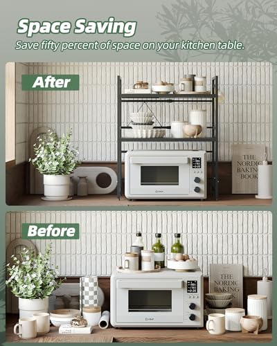 NETEL 3 Tier Expandable Microwave Stand countertop,Microwave Oven Rack