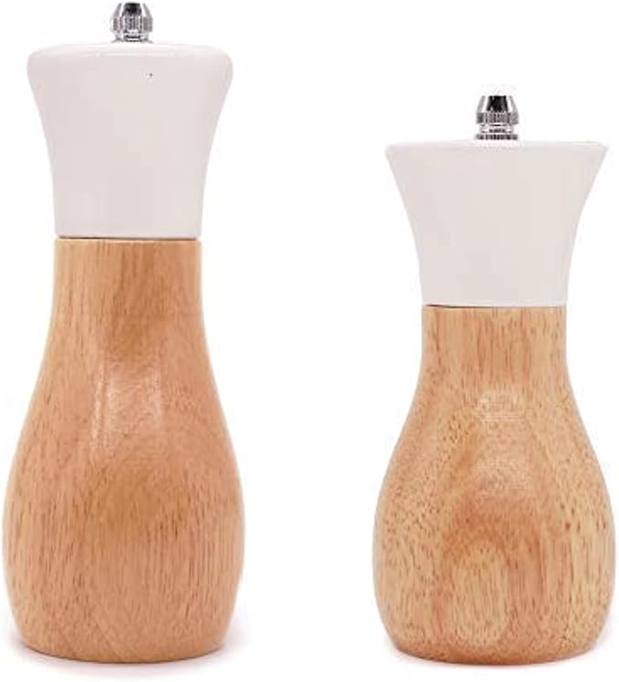 Tessie & Jessie Salt Grinder White Wooden Pepper Grinder Sea Salt And Pepper by TessieJessie