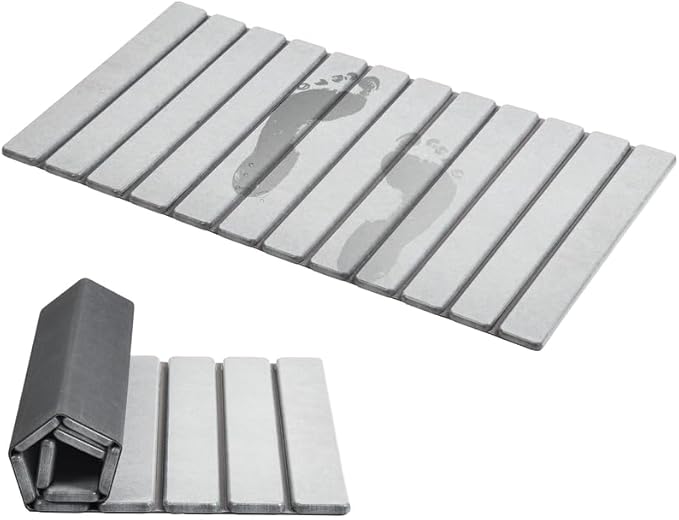AWW Foldable Stone Bath Mat, Quick Dry Diatomaceous Earth Bath Mat by AWW