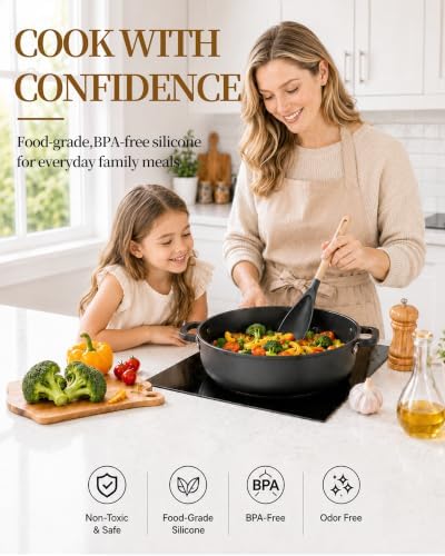 Astercook Cooking Spoon, 2 Pack, Nonstick Safe Silicone Spoonula Spatula