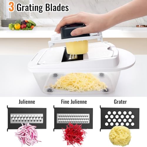 8-Blade Cook Tool & Gadget Sets, Egg Slicer Chopper Grater Set, White