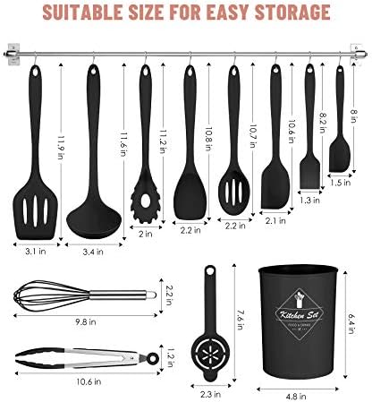 Black Kitchen Utensils Set-12 Pieces Silicone Cooking Utensils Set
