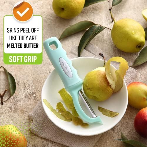 Spring Chef Swivel Vegetable Peeler w/Soft Grip Handle, Set of 2, Mint
