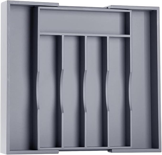 Kitchen Silverware Drawer Organizer and Storage Bamboo Wood Cooking Utensil - Image 8