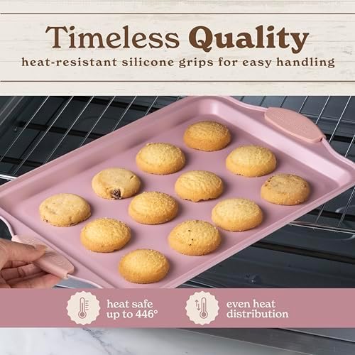 Country Kitchen Nonstick Stackable Bakeware Set - Heavy Duty, Durable, Easy Release Baking Set, Pink, 4 Pcs