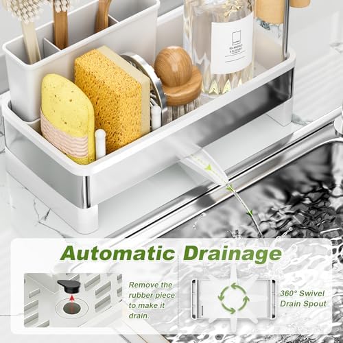 Ewaiira Stainless Steel Sink Caddy, Sponge Holder for Kitchen Sink 9.8″
