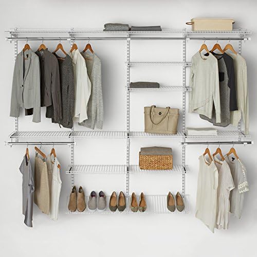 Rubbermaid Configurations Closet Shelves & Hanging Kit (2) 26" Shelves White Custom Pantry Organizer and Storage/Clothes Rack for Home/Laundry/Bathroom/Mudroom/Pantry/Linen Closet