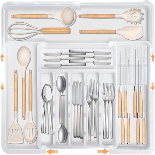 Silverware Organizer for Kitchen Drawer Expandable Utensil Drawer Organizer