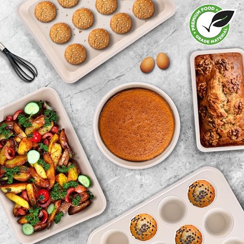 NutriChef Non Stick Baking Pans Set, 6-Piece Bakeware Set