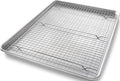 USA Pan 1607CR Bakeware Extra Large Sheet Baking Pan and Bakeable Nonstick Cooling Rack Set, XL, Metal