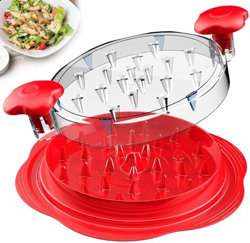Chicken Shredder Tool Twist Large Meat Shredder with Brush&Fork, Red