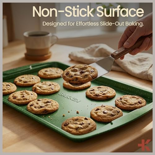 Green Marble 10-Piece Bakeware Sets, Nonstick Carbon Steel Baking Sheet & Pans, Stackable Space-Saving Bakeware, Dishwasher Safe, Stain-resistant, PFOAPFOSPTFE Free, Oven Safe Up To 450°F (230°C)