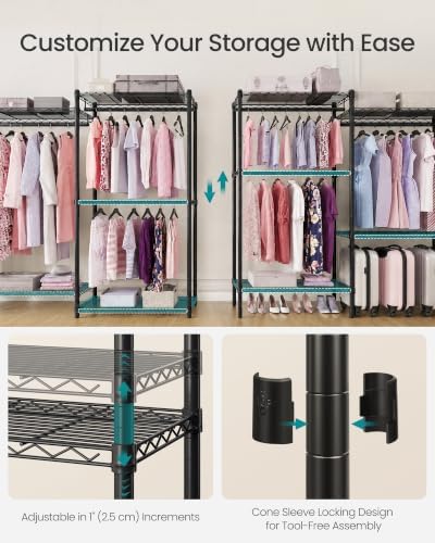SONGMICS Closet Organizers and Storage, Clothes Rack with Shelves