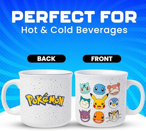 Silver Buffalo Pokémon Bulbasaur Squirtle, Ceramic Camper Mug, 20oz