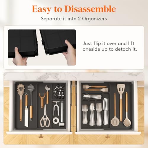 Lifewit Utensil Organizer for Kitchen Drawer, Expandable Cooking Tray