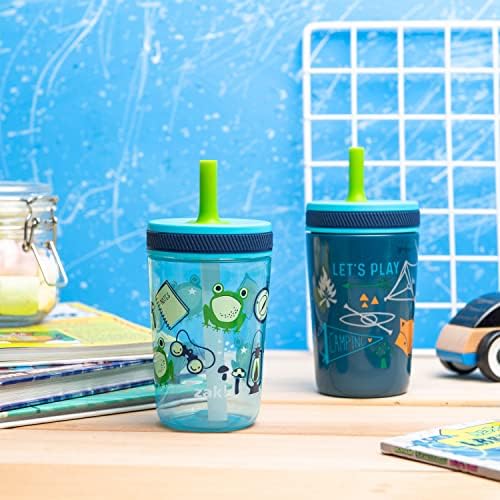 Zak Designs Campout Camping Kelso Leak-Proof Toddler Straw Cups, 3pc Set