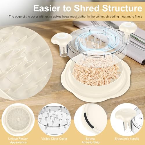 Chicken Shredder Tool Twist Large Meat Shredder with Brush&Fork, Beige