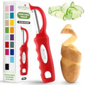 Spring Chef Swivel Vegetable Peeler for Kitchen with Soft Grip Handle, Red