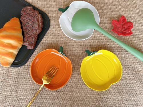 Ceramic Spoon Rest for Stove Top, Halloween Pumpkin Cute Spoon Rest for Kitchen Counter, Cooking Spoon Holder for Kitchen Counter, Utensil Rest Spatula Rest Ladle Holder Tong Rest (Orange)
