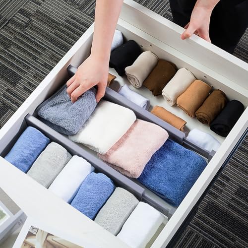 Utoplike Kitchen Drawer Dividers Large, Gray Drawers Organizers Adjustable