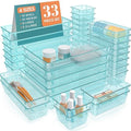33 PCS Plastic Drawer Organizers Set, 4 Size Desk Drawer Organizer Trays
