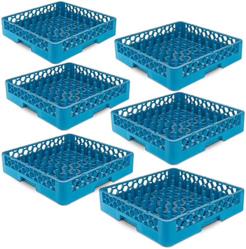 Carlisle FoodService Products All Purpose Plate and Tray Racks – Tray Racks with Extra Tall 2.94" Pegs for Charger Plates, Pasta Bowls, Large Platters, Open Honeycomb Design, Blue, (Pack of 6)