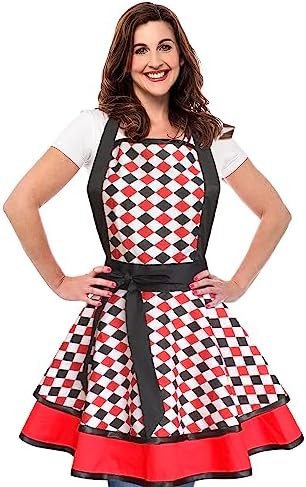 Violet Mist Cute Lovely Retro Aprons for Women Girl Ladies Sexy Vintage Aprons 50s Plaid Vintage Halloween Christmas Apron kawaii Cooking Kitchen Ruffle Witch Apron for Housewife Waitress Mothers Gift