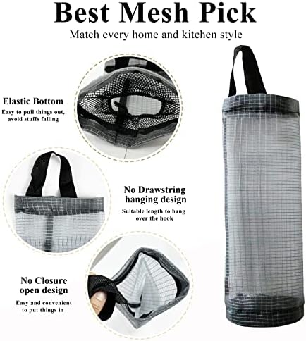 TOGETRUE Plastic Bag Holder, Mesh Grocery Bag Holder Hanging Storage Bag Dispenser (Dark Grey 2 Packs)