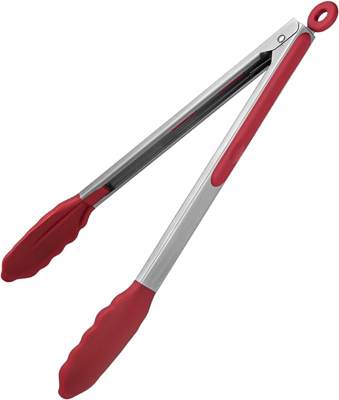 600ºF Heat Resistant Kitchen Tongs: U-Taste 12 inch Large Silicone Cooking Tong by U-Taste