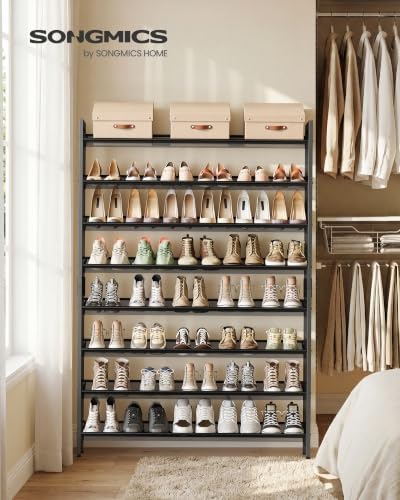 SONGMICS Metal Shoe Rack, 8-Tier Shoe Orgainzer, Holds 40-48 Pairs