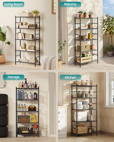 SONGMICS 5-Tier Shelving Unit, Steel Wire Storage Rack