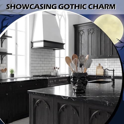 Yungyan Ceramic Skull Utensil Holder for Kitchen Gothic Accessories