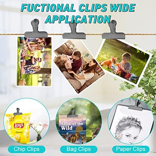 Funfery Chip Clips Bag Clips Black Stainless Steel Clip for Food Packages