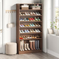 Tribesigns Tall Shoe Cabinet, 9 Tiers 40-45 Pairs Heavy Duty Wood Freestanding Shoe Storage Cabinet, 70.8'' Tall Shoe Cabinet with Open Storage for Entryway (1, Brown)